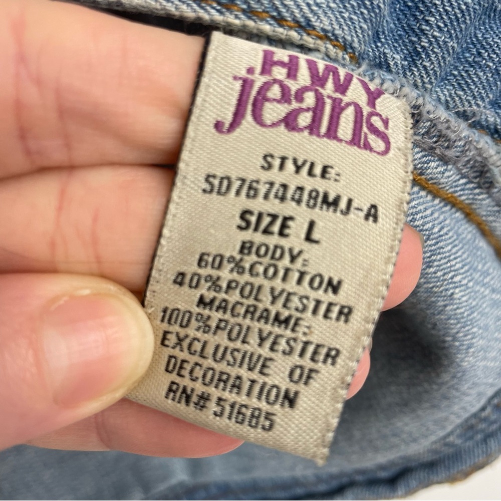 Highway Jeans Blue Denim Vest Lace Back Detail Women’s Size Large - Picture 3 of 4